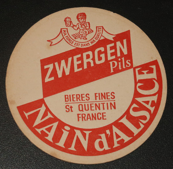 Ancien sous bock de la brasserie de Saint Quentin bière Nain d'Alsace