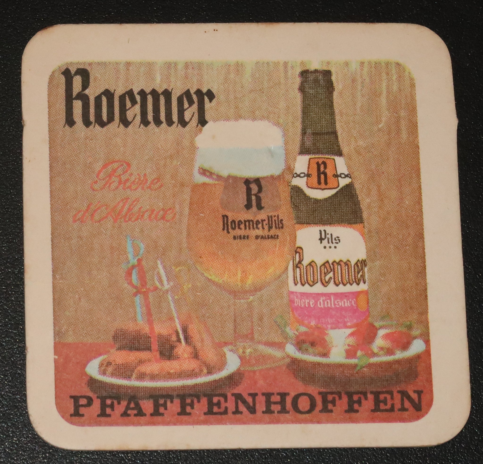 Ancien sous bock de la brasserie Roemer bière d'Alsace